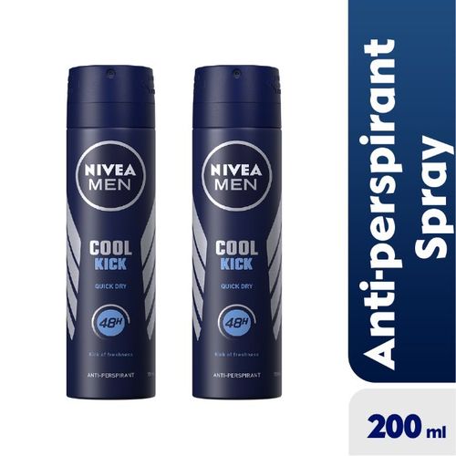 NIVEA Cool Kick Anti-Perspirant Spray For Men, 48h - 200ml (Pack Of 2) Item | Buy NIVEA Cool Kick Anti-Perspirant Spray For Men, 48h - 200ml (Pack Of 2) | SPOP Enterprise Global